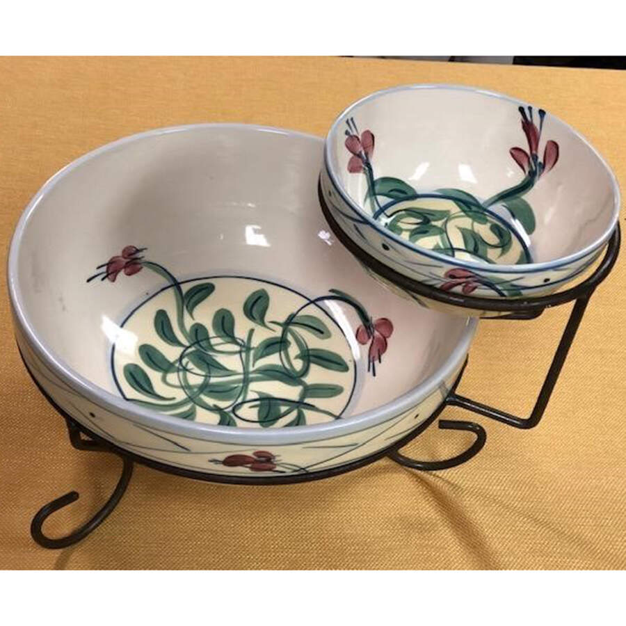 Maypop Chip & Dip W/Metal Stand by Gail Pittman-1