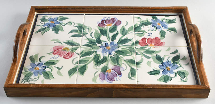 Annabella Rectangular Wood Tray with Tile Insert by Gail Pittman-1