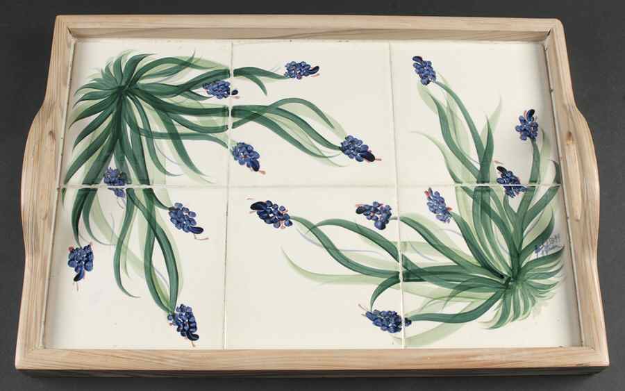 Splendor Rectangular Wood Tray with Tile Insert by Gail Pittman-1