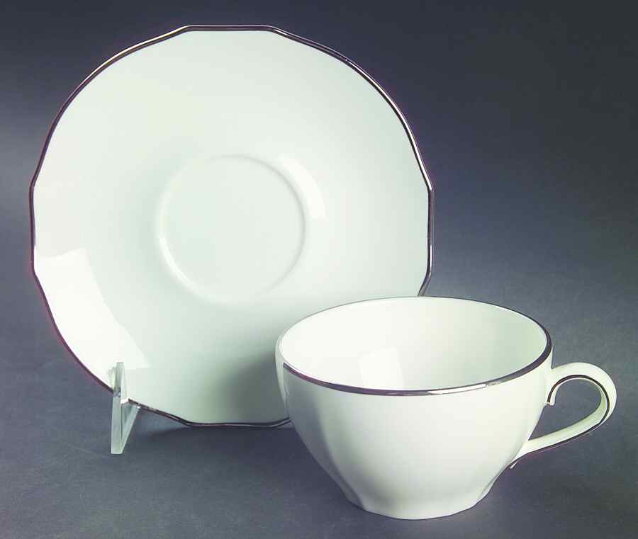 Bordo Platino Flat Cup & Saucer Set by Ginori 1735-1