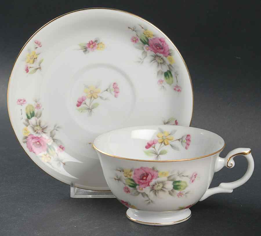 Florette Footed Cup & Saucer Set by Grace-1