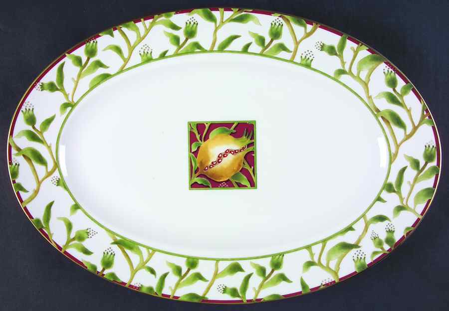 Melograno Green 14" Oval Serving Platter by Ginori 1735-1