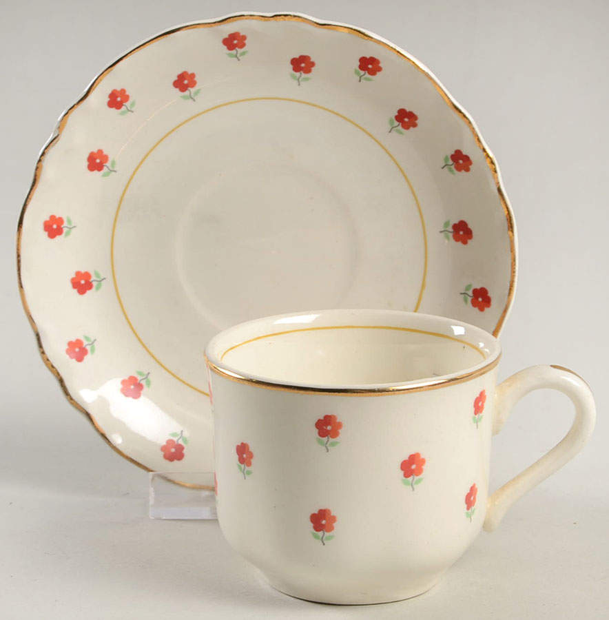 Blushing Rose Dalrymple (Radisson Shape) Flat Demitasse Cup & Saucer Set by WS George-1
