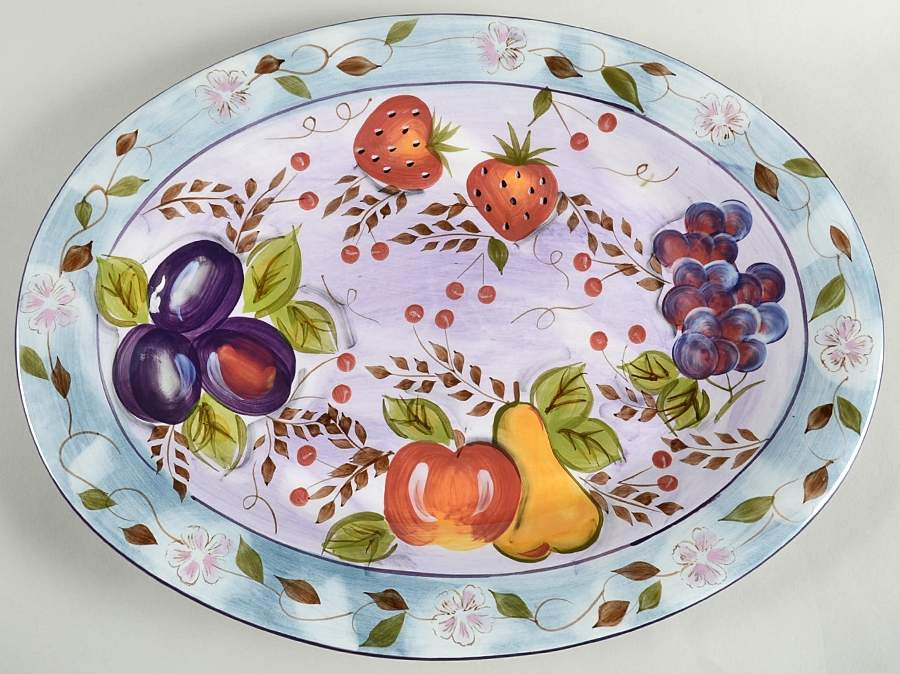Bella Fruita Rim 18" Oval Serving Platter by Gibson Designs-1