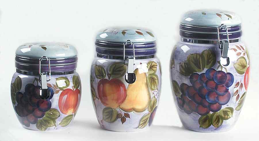 Bella Fruita Rim (3 Piece) Canister Set (Box Set) by Gibson Designs-1
