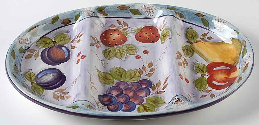 Bella Fruita Rim 3-Part Oval Divided Server by Gibson Designs-1
