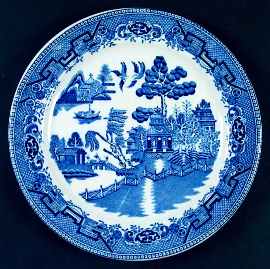 Willow Blue (Restaurant) Dinner Plate by Globe Pottery (England)-1