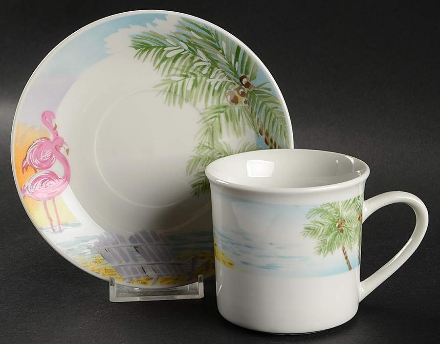Flamingo Flat Cup & Saucer Set by Gibson Designs-1