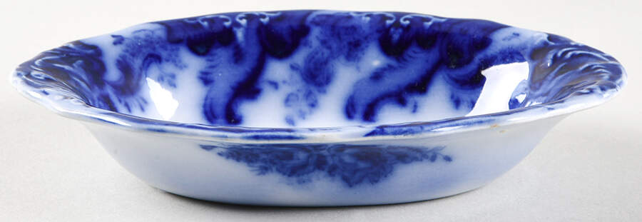 Argyle (Flow Blue, No Gold) Oval Fruit/Dessert Bowl by Grindley-1