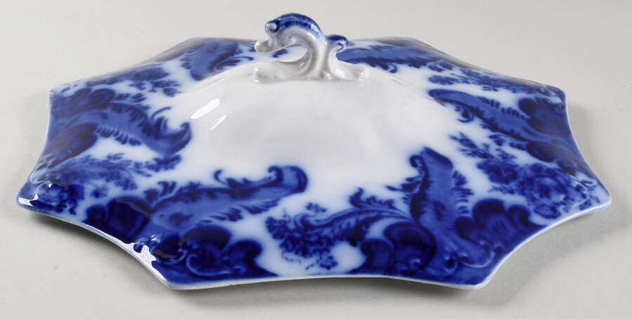 Argyle (Flow Blue, No Gold) Lid for Round Vegetable by Grindley-1