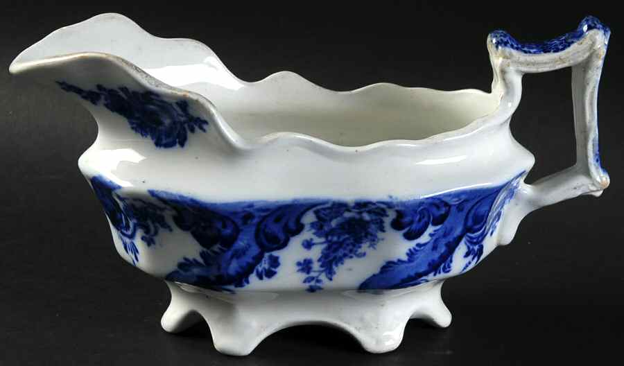 Argyle (Flow Blue, No Gold) Gravy Boat by Grindley-1
