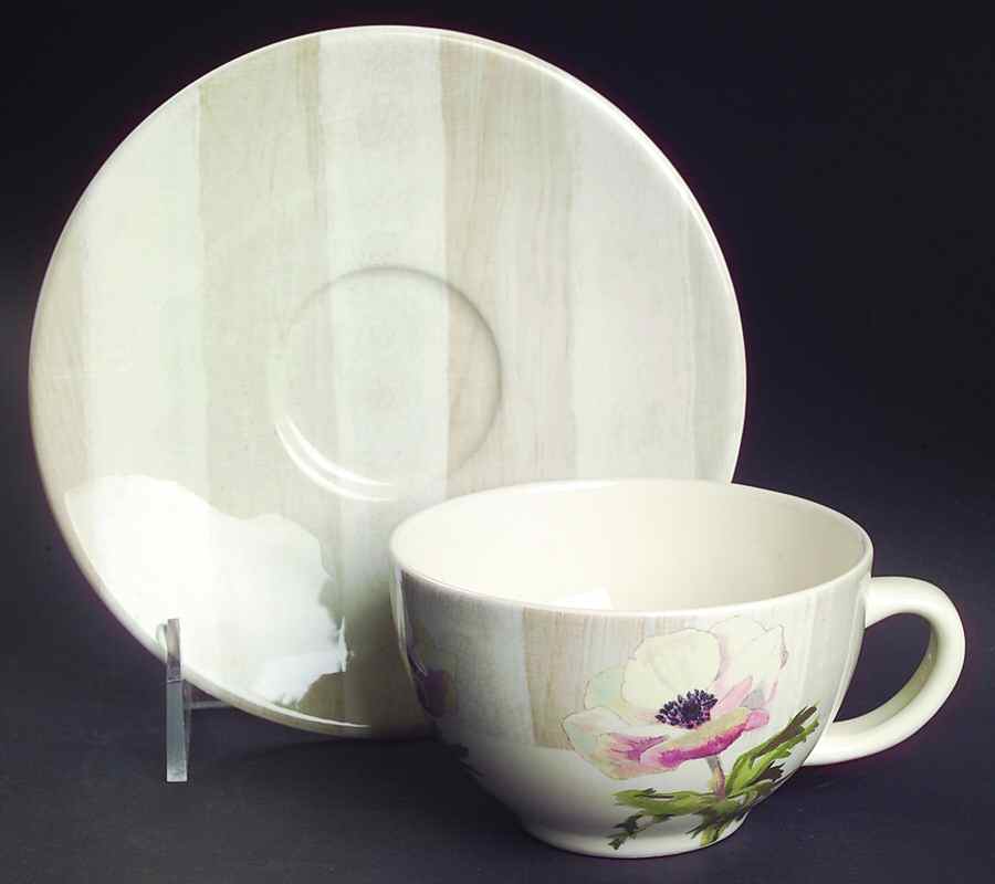 Anemones Flat Cup & Saucer Set by Faiencerie De Gien-1