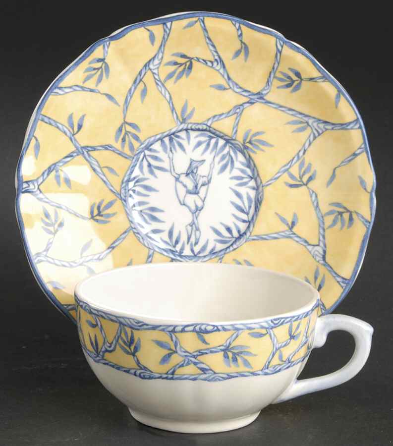 Baladins Flat Cup & Saucer Set by Faiencerie De Gien-1