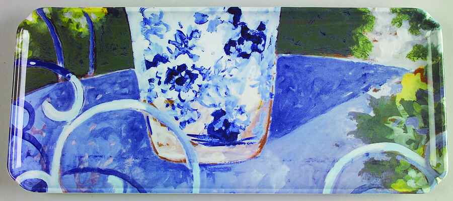 Chaise Bleu Large Sandwich Tray by Faiencerie De Gien-1