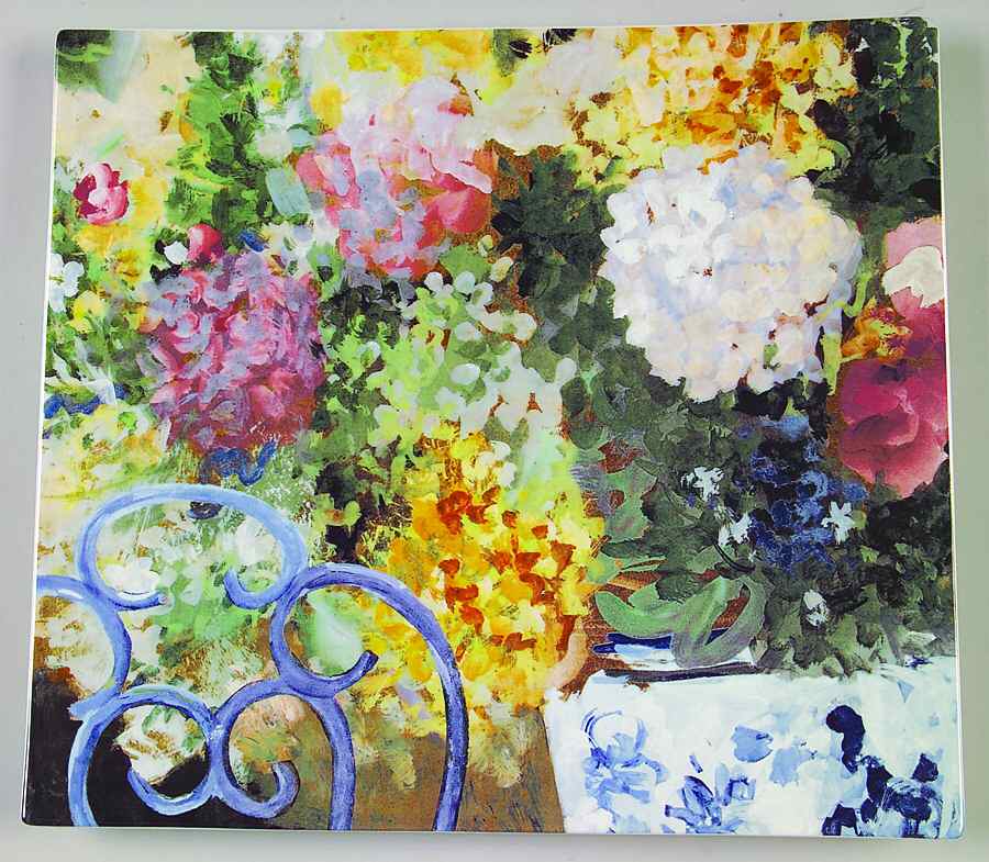 Chaise Bleu 11" Square Serving Platter by Faiencerie De Gien-1