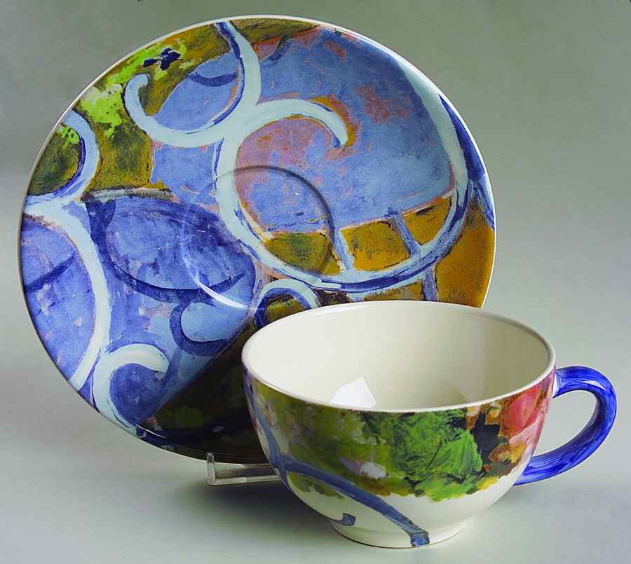 Chaise Bleu Breakfast Cup & Saucer Set by Faiencerie De Gien-1
