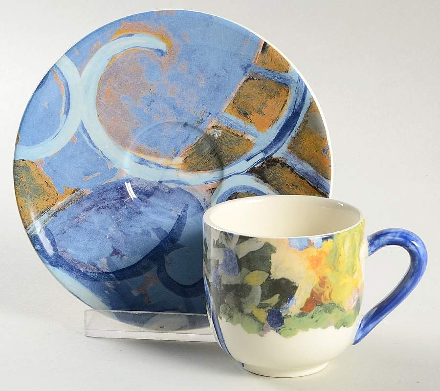 Chaise Bleu Flat Demitasse Cup & Saucer Set by Faiencerie De Gien-1