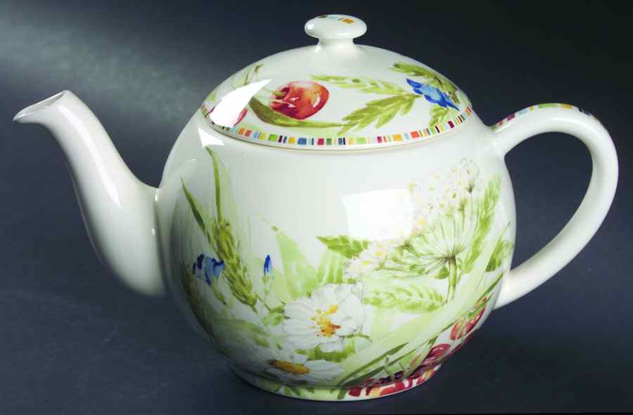 Cherry Teapot & Lid by Faiencerie De Gien-1