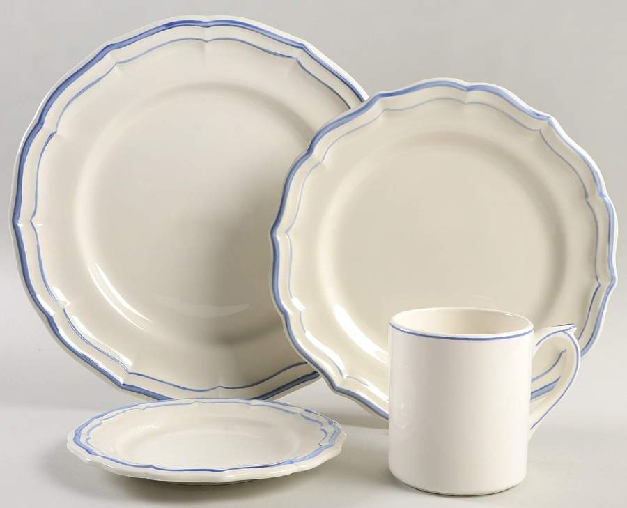 Filets Bleus (Blue) 4 Piece Place Setting by Faiencerie De Gien-1