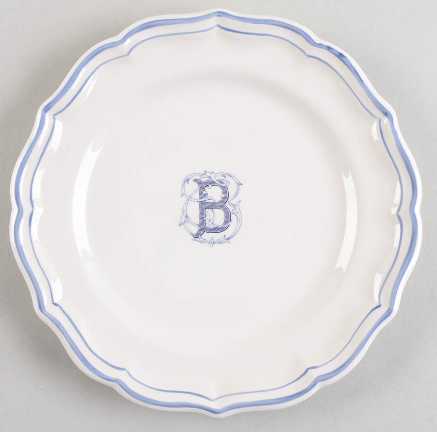 Filets Bleus (Blue) Accent Salad Plate Mono "B" by Faiencerie De Gien-1