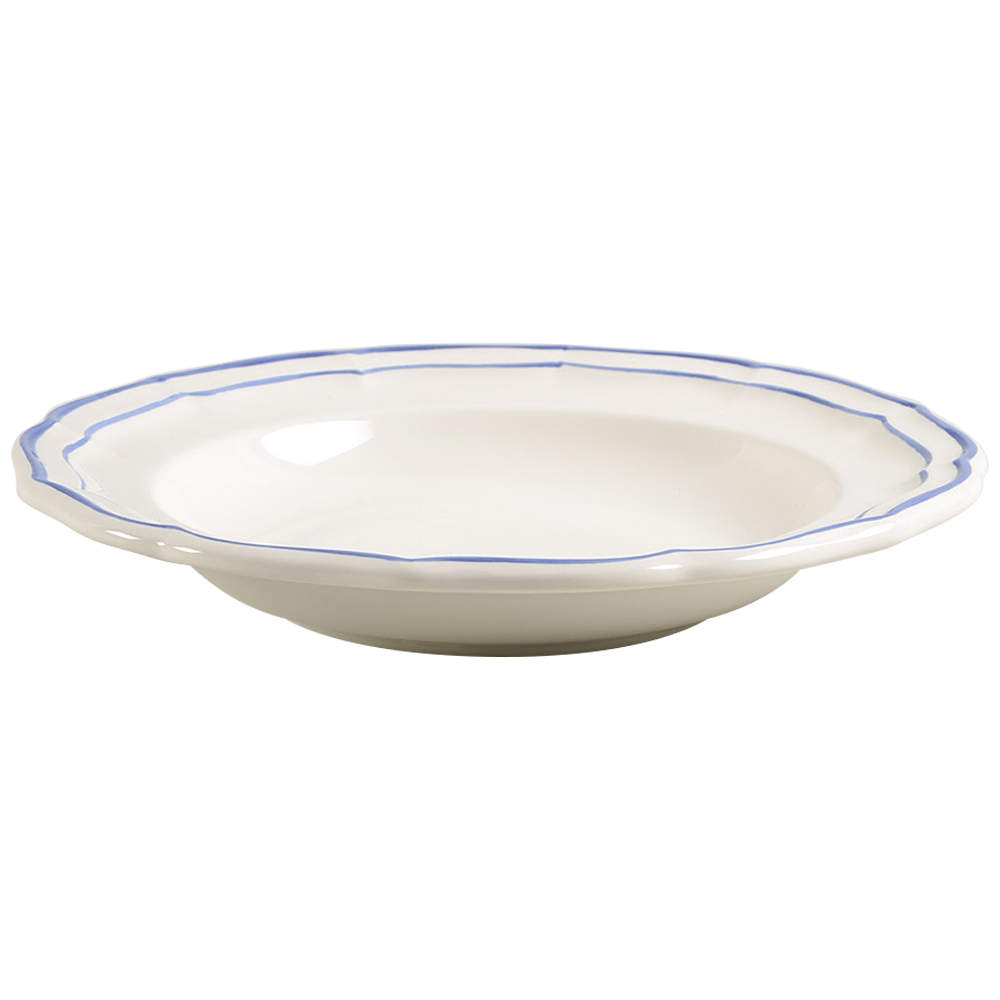 Filets Bleus (Blue) Large Rim Soup Bowl by Faiencerie De Gien-1
