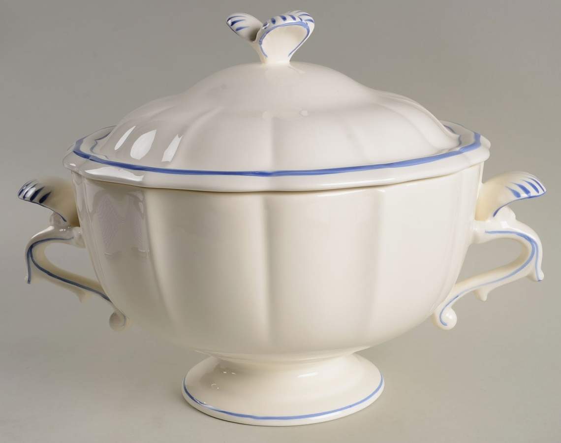 Filets Bleus (Blue) Tureen &  Lid by Faiencerie De Gien-1