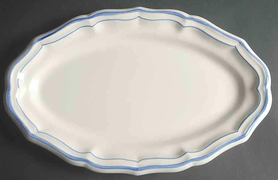 Filets Bleus (Blue) 16" Oval Serving Platter by Faiencerie De Gien-1
