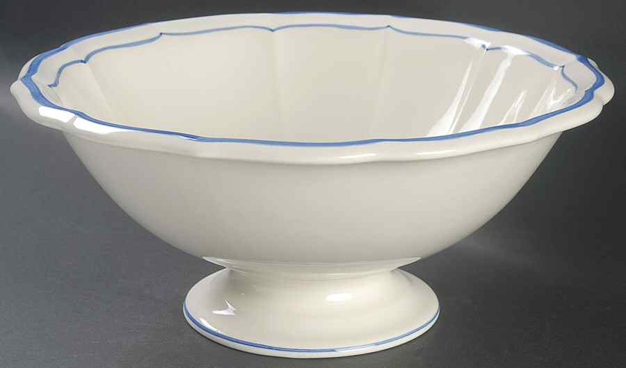 Filets Bleus (Blue) 11" Round Vegetable Bowl by Faiencerie De Gien-1