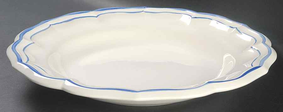 Filets Bleus (Blue) Deep Round Platter by Faiencerie De Gien-1