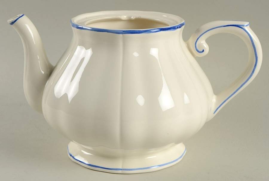 Filets Bleus (Blue) Teapot No Lid by Faiencerie De Gien-1