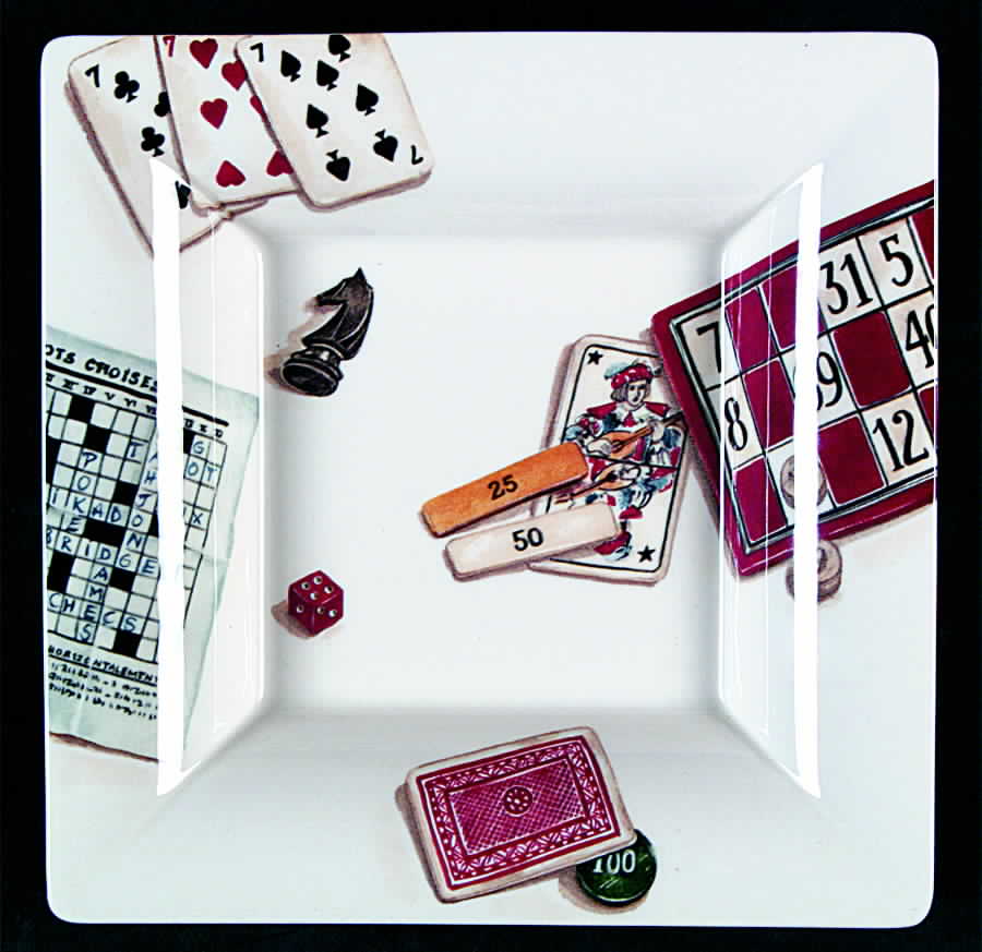 Jeux 6" Square Ashtray by Faiencerie De Gien-1