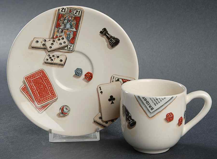 Jeux Flat Demitasse Cup & Saucer Set by Faiencerie De Gien-1