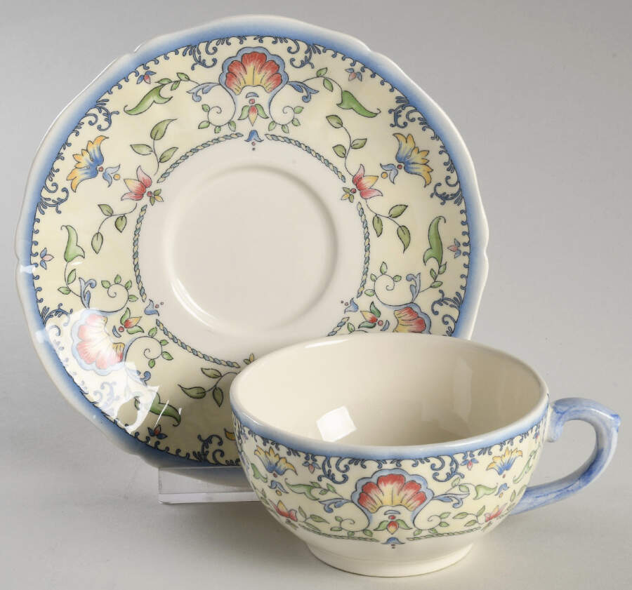 Marie Louise Flat Cup & Saucer Set by Faiencerie De Gien-1