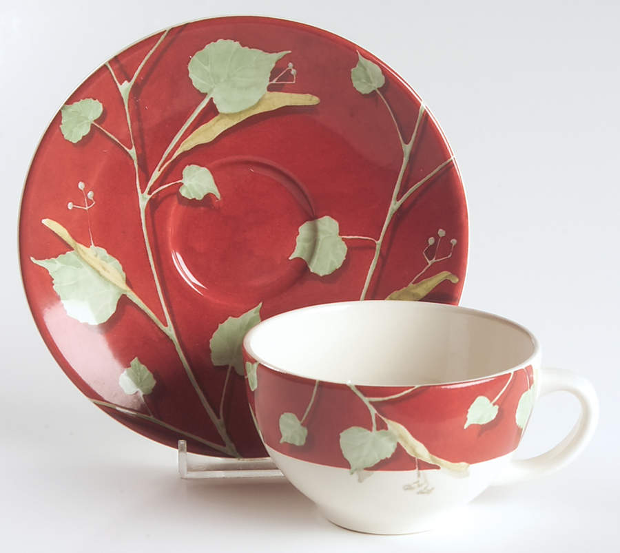 Tilleul Flat Cup & Saucer Set by Faiencerie De Gien-1