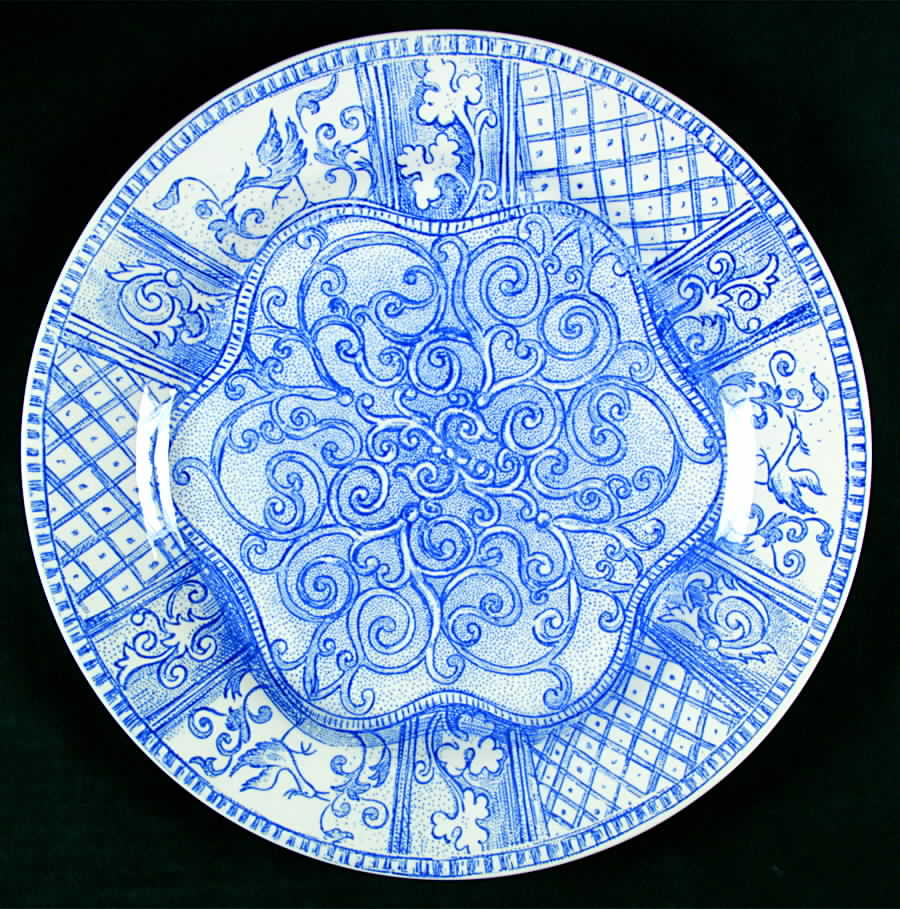 Jardin Bleu (Blue and White) Dinner Plate by Faiencerie De Gien-1