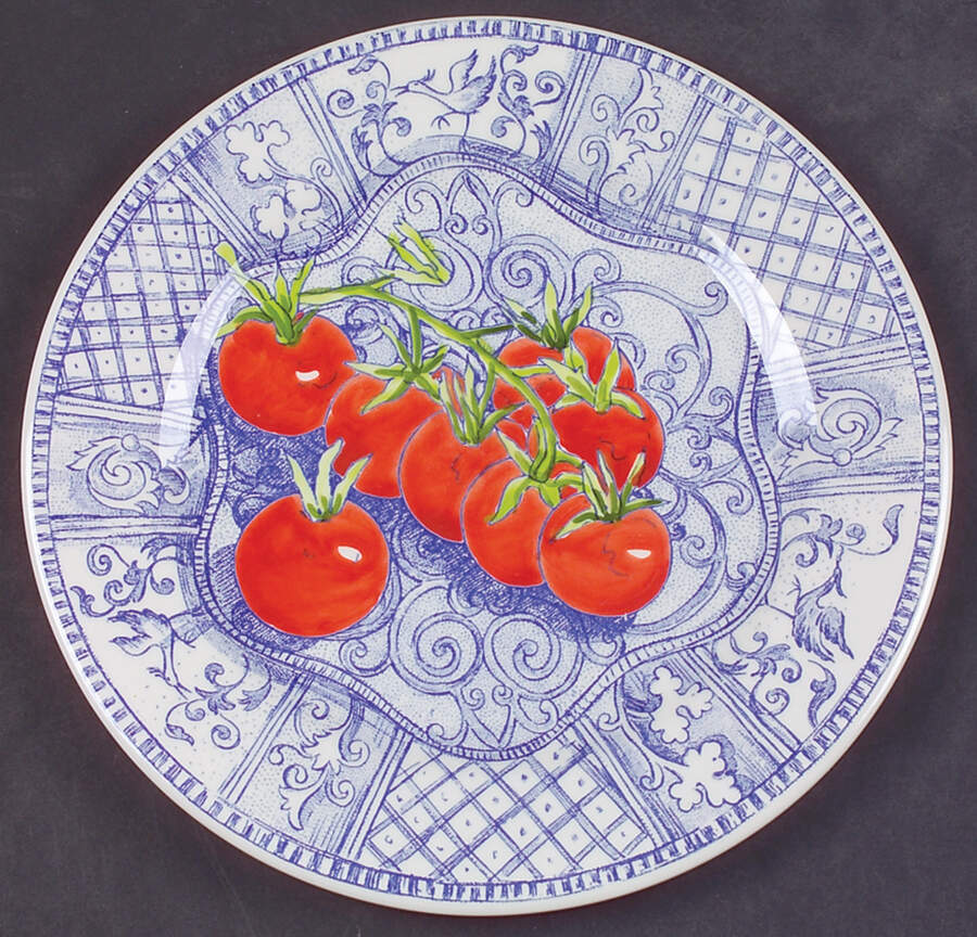 Jardin Bleu Handpainted Salad/Dessert Plate by Faiencerie De Gien-1