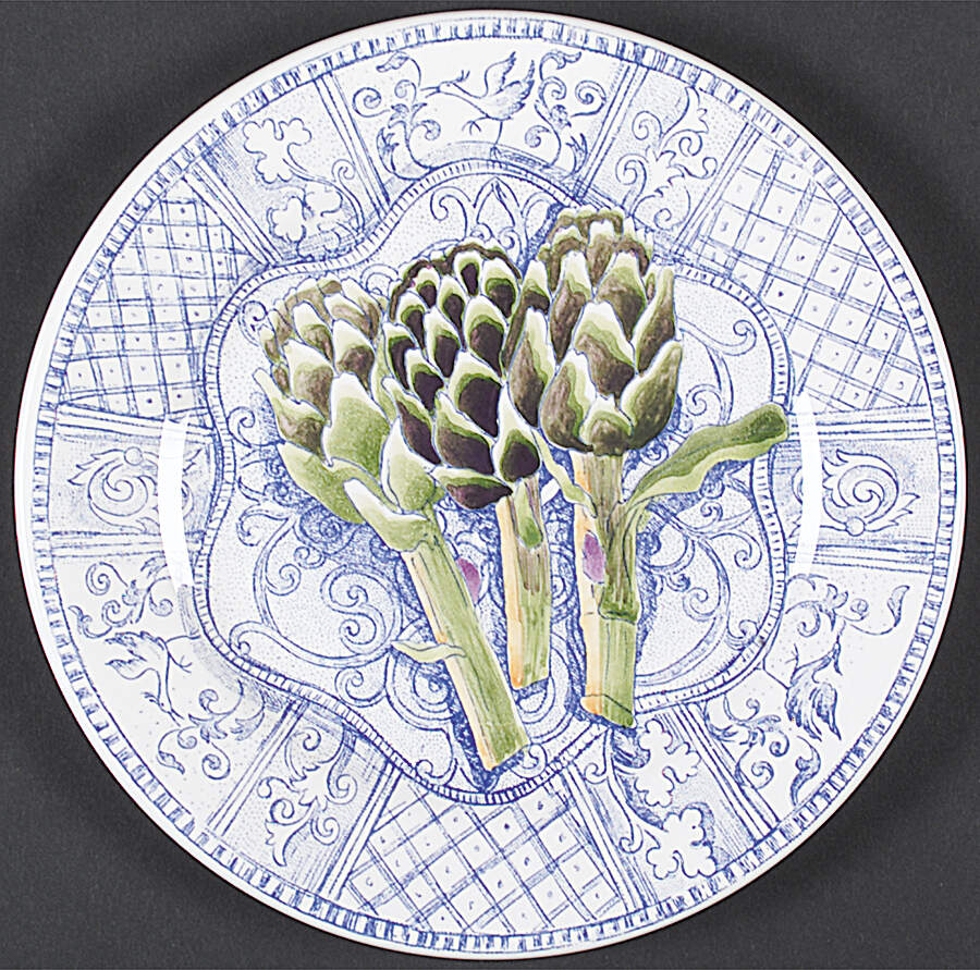 Jardin Bleu Handpainted Salad/Dessert Plate by Faiencerie De Gien-1