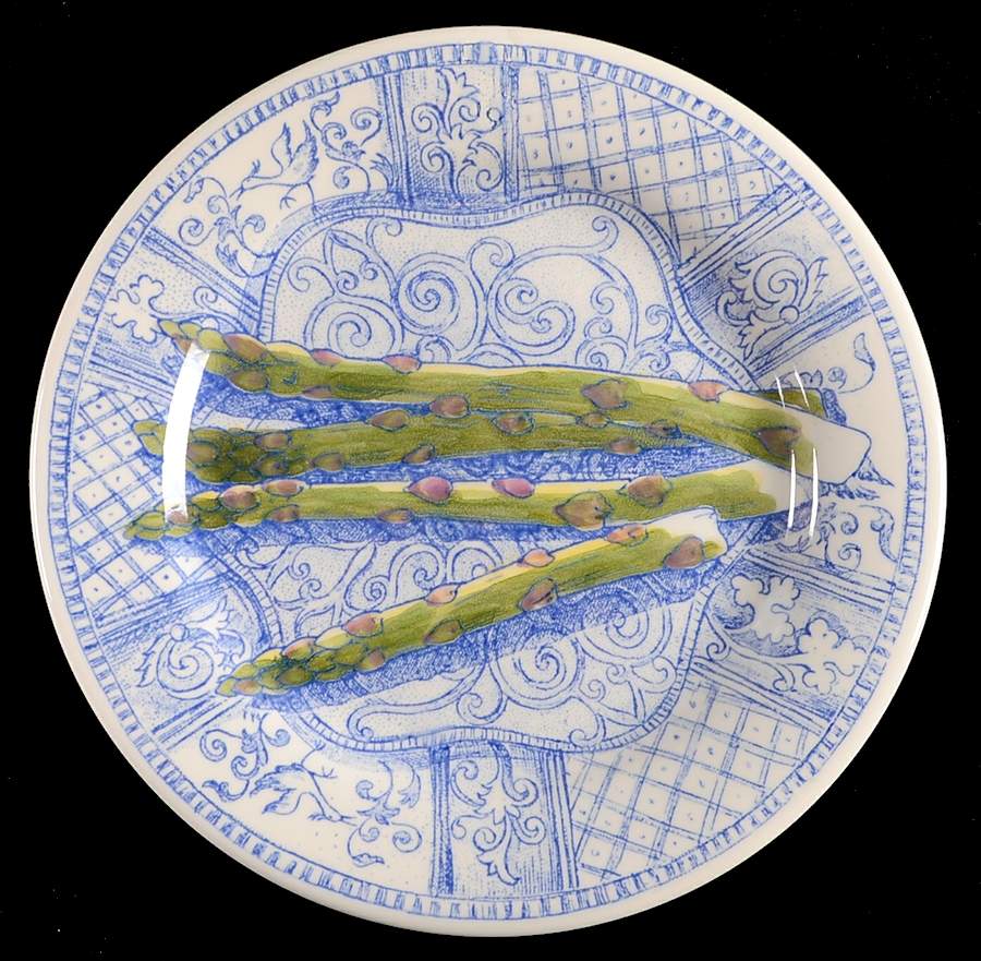 Jardin Bleu Handpainted Canape Plate by Faiencerie De Gien-1