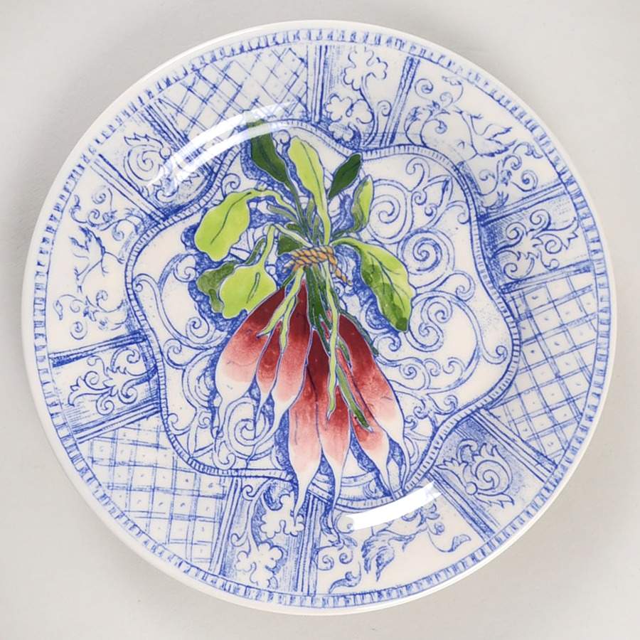 Jardin Bleu Handpainted Canape Plate by Faiencerie De Gien-1