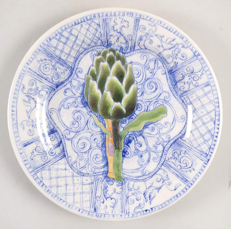 Jardin Bleu Handpainted Canape Plate by Faiencerie De Gien-1