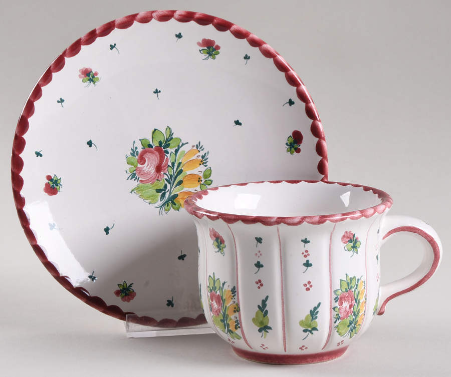 Biedermeier (Coupe, Smooth) Flat Cup & Saucer Set by Gmundner Austria-1