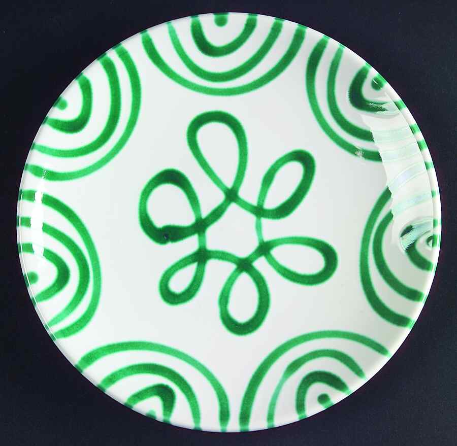 Green Stripe Forest Green (Coupe Shape) Dessert/Pie Plate by Gmundner Austria-1
