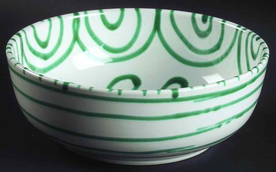 Green Stripe Forest Green (Coupe Shape) 8" Round Vegetable Bowl by Gmundner Austria-1