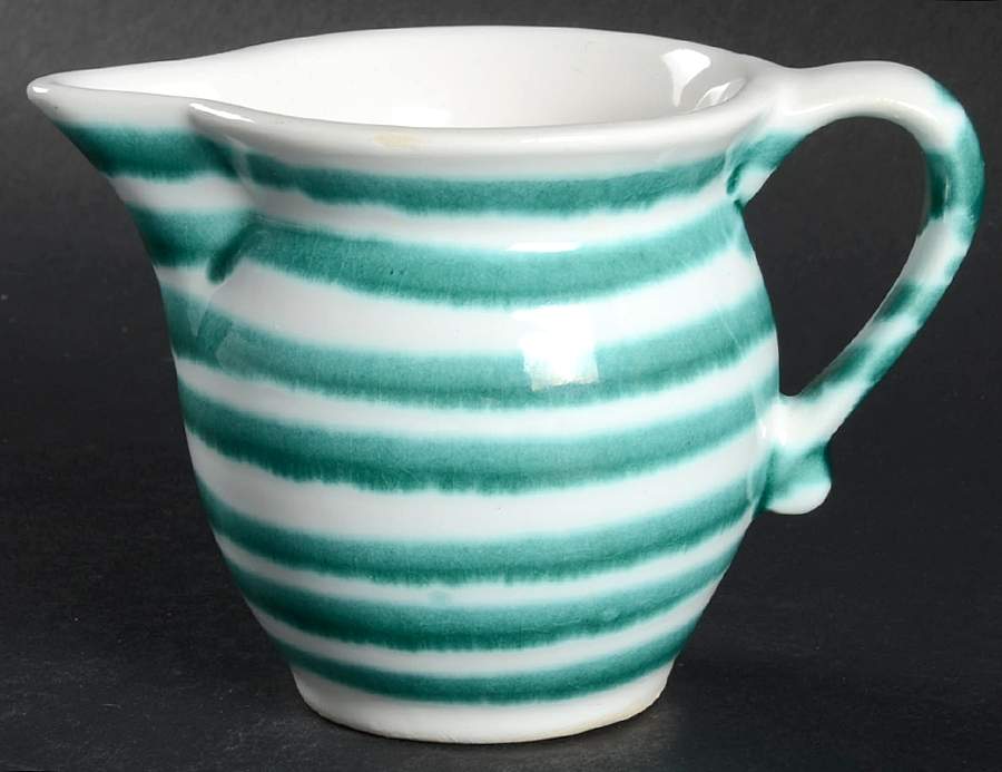 Green Stripe Forest Green (Coupe Shape) Mini Creamer by Gmundner Austria-1