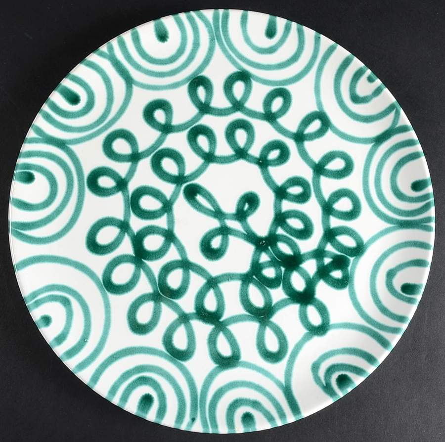 Green Stripe Forest Green (Coupe Shape) 12" Chop Plate (Round Platter) by Gmundner Austria-1
