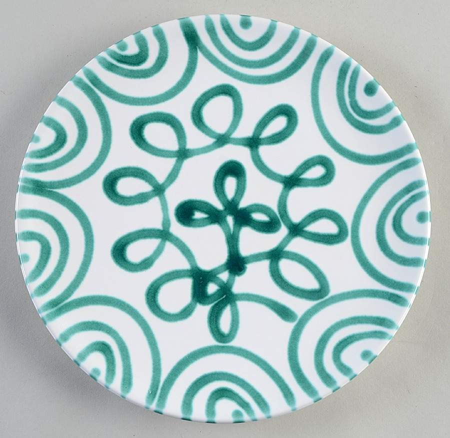 Green Stripe Forest Green (Coupe Shape) Dinner Plate by Gmundner Austria-1