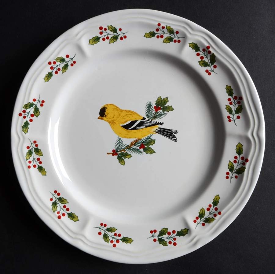 SONGBIRDS (GOLD TRIM & HOLLY) Salad Plate by Gibson Designs-1