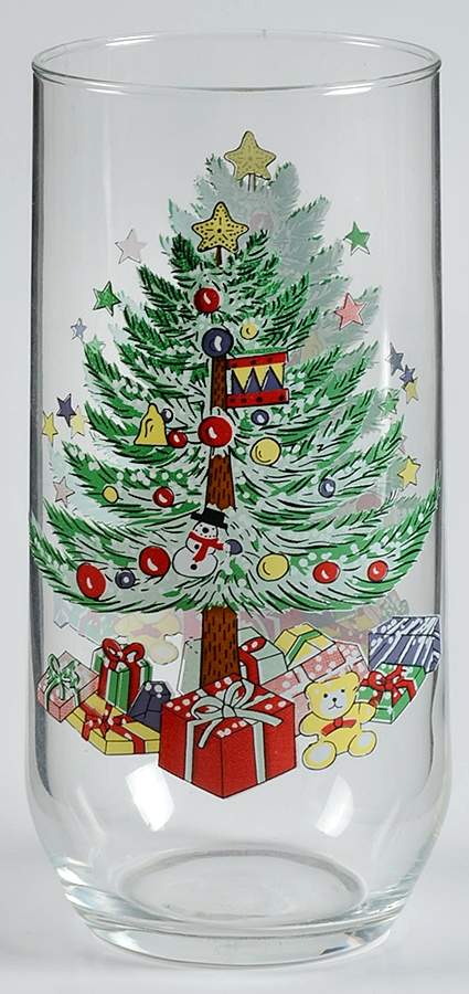 Christmas Memories Cream (Yellow Bear) 14 Oz Glassware Tumbler by Gibson Designs-1