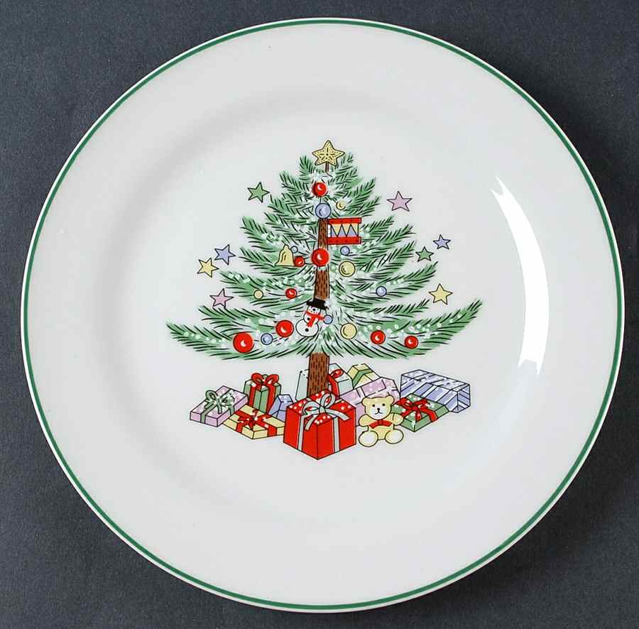 Christmas Memories Cream (Yellow Bear) Dessert/Pie Plate by Gibson Designs-1