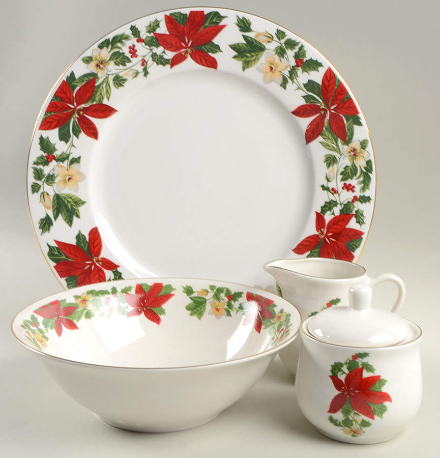Poinsettia Holiday 5 Piece Hostess Set by Gibson Designs-1